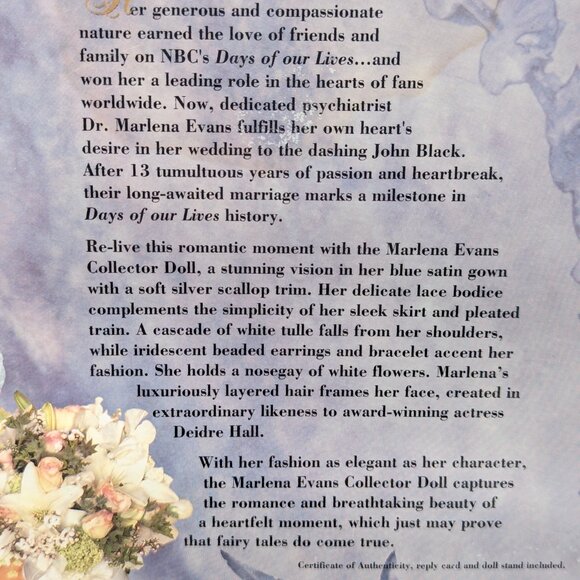 Days Of Our Lives MARLENA EVANS Doll 1999 Bridal Wedding Gown NIB - Picture 9 of 13